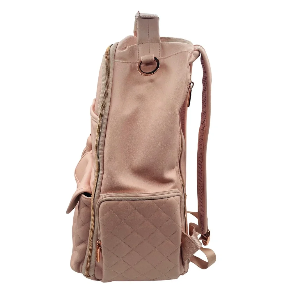 READ-Itzy Ritzy‎ Boss Plus Diaper Bag Backpack Blush Pink Vegan Leather Travel